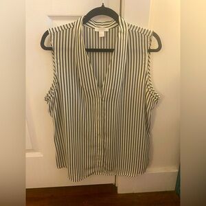 Nordstrom Rack dark green and white stripped blouse